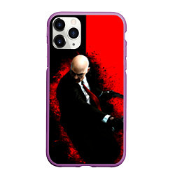 Чехол iPhone 11 Pro матовый Hitman splash, цвет: 3D-фиолетовый