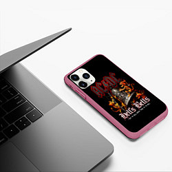 Чехол iPhone 11 Pro матовый ACDC Hells Bells, цвет: 3D-малиновый — фото 2