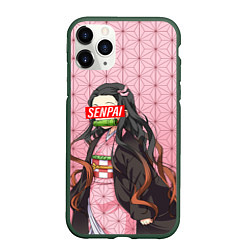 Чехол iPhone 11 Pro матовый SENPAI NEZUKO НЕЗУКО ПАТТЕРН, цвет: 3D-темно-зеленый