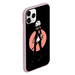 Чехол iPhone 11 Pro матовый Nier Automata, цвет: 3D-розовый — фото 2