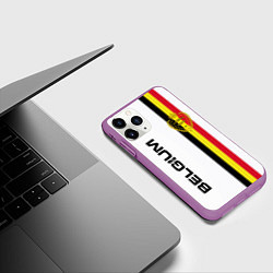 Чехол iPhone 11 Pro матовый СБОРНАЯ БЕЛЬГИИ, цвет: 3D-фиолетовый — фото 2