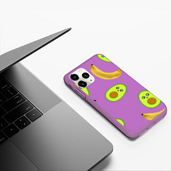 Чехол iPhone 11 Pro матовый Банан и Авокадо, цвет: 3D-фиолетовый — фото 2