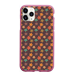 Чехол iPhone 11 Pro матовый Цветы Разные, цвет: 3D-малиновый