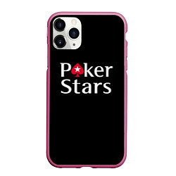 Чехол iPhone 11 Pro матовый Poker Stars, цвет: 3D-малиновый