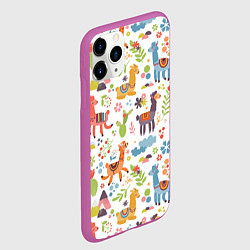 Чехол iPhone 11 Pro матовый Ламы, цвет: 3D-фиолетовый — фото 2