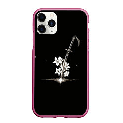 Чехол iPhone 11 Pro матовый Nier - Sword and Flowers, цвет: 3D-малиновый