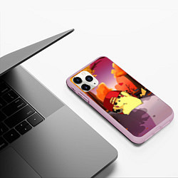Чехол iPhone 11 Pro матовый Пикачу в бейсболке, цвет: 3D-розовый — фото 2
