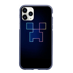 Чехол iPhone 11 Pro матовый Неоновый крипер, цвет: 3D-серый