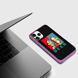 Чехол iPhone 11 Pro матовый Гомер х Бендер, цвет: 3D-фиолетовый — фото 2