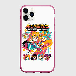 Чехол iPhone 11 Pro матовый Sailor Meow, цвет: 3D-малиновый