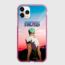 Чехол iPhone 11 Pro матовый Ророноа Зоро эпичный One Piece, цвет: 3D-малиновый