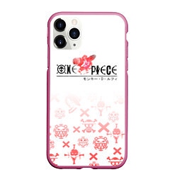 Чехол iPhone 11 Pro матовый One Piece резиновый Луффи, цвет: 3D-малиновый