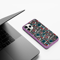 Чехол iPhone 11 Pro матовый Maneskin Pattern, цвет: 3D-фиолетовый — фото 2