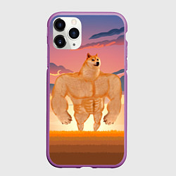 Чехол iPhone 11 Pro матовый Мем собака качок DOGE, цвет: 3D-фиолетовый