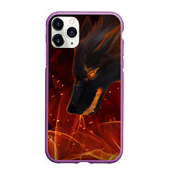 Чехол iPhone 11 Pro матовый ОГНЕНЫЙ ВОЛК, 3d, цвет: 3D-фиолетовый