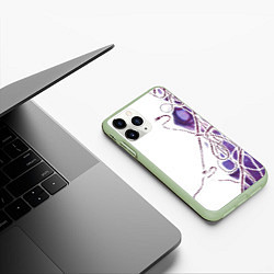 Чехол iPhone 11 Pro матовый Фиолетовые нити, цвет: 3D-салатовый — фото 2