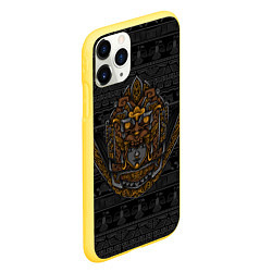 Чехол iPhone 11 Pro матовый Ацтекский дракон из камня, цвет: 3D-желтый — фото 2