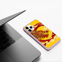 Чехол iPhone 11 Pro матовый Китайский Дракон, China Dragon, цвет: 3D-розовый — фото 2