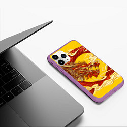 Чехол iPhone 11 Pro матовый Китайский Дракон, China Dragon, цвет: 3D-фиолетовый — фото 2