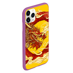 Чехол iPhone 11 Pro матовый Китайский Дракон, China Dragon, цвет: 3D-фиолетовый — фото 2