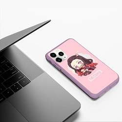 Чехол iPhone 11 Pro матовый Baby Nezuko, цвет: 3D-сиреневый — фото 2