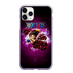 Чехол iPhone 11 Pro матовый Атака резинового Луффи One Piece, цвет: 3D-светло-сиреневый