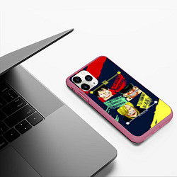 Чехол iPhone 11 Pro матовый Луффи, Зоро и Санджи One Piece, цвет: 3D-малиновый — фото 2