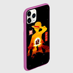 Чехол iPhone 11 Pro матовый Манки Д Луффи пираты Соломенной Шляпы, цвет: 3D-фиолетовый — фото 2