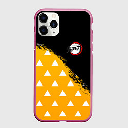 Чехол iPhone 11 Pro матовый КОСТЮМ ЗЕНИЦУ ZENITSU KNY, цвет: 3D-малиновый