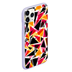 Чехол iPhone 11 Pro матовый Разноцветные треугольники, цвет: 3D-светло-сиреневый — фото 2