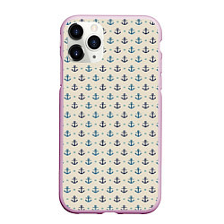 Чехол iPhone 11 Pro матовый ВМФ Якоря, цвет: 3D-розовый