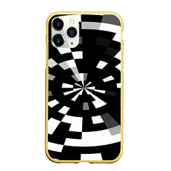 Чехол iPhone 11 Pro матовый Черно-белый фон иллюзии, цвет: 3D-желтый