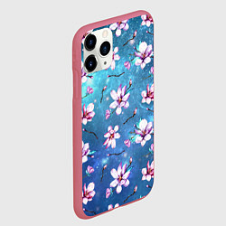 Чехол iPhone 11 Pro матовый Вечер с магнолией, цвет: 3D-малиновый — фото 2