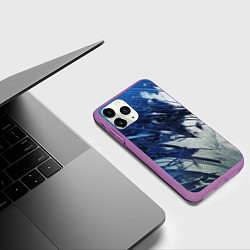Чехол iPhone 11 Pro матовый Серо-синее абстрактное, цвет: 3D-фиолетовый — фото 2