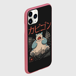 Чехол iPhone 11 Pro матовый Монстр Снорлакс, цвет: 3D-малиновый — фото 2