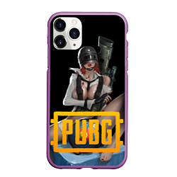 Чехол iPhone 11 Pro матовый PUBG 18 спина, цвет: 3D-фиолетовый