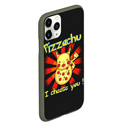Чехол iPhone 11 Pro матовый Пиццачу, цвет: 3D-темно-зеленый — фото 2