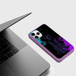 Чехол iPhone 11 Pro матовый НЕОНОВЫЙ СИРЕНОГОЛОВЫЙ, цвет: 3D-фиолетовый — фото 2