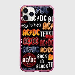Чехол iPhone 11 Pro матовый AC DC LOGOBOMBING, цвет: 3D-малиновый