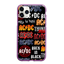 Чехол iPhone 11 Pro матовый AC DC LOGOBOMBING, цвет: 3D-фиолетовый