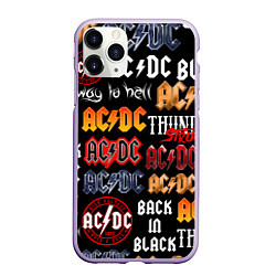 Чехол iPhone 11 Pro матовый AC DC LOGOBOMBING, цвет: 3D-светло-сиреневый
