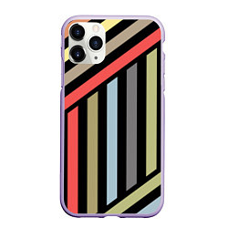 Чехол iPhone 11 Pro матовый Абстрактный полосатый узор, цвет: 3D-светло-сиреневый