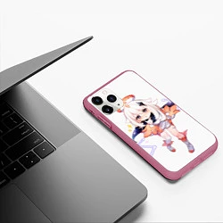 Чехол iPhone 11 Pro матовый Паймон из Genshin Impact, цвет: 3D-малиновый — фото 2