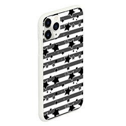 Чехол iPhone 11 Pro матовый Черно-белый полосатый узор, цвет: 3D-белый — фото 2