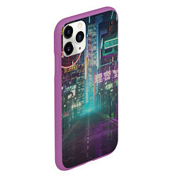 Чехол iPhone 11 Pro матовый Neon Tokyo, цвет: 3D-фиолетовый — фото 2