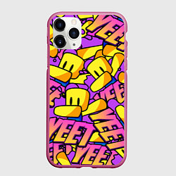Чехол iPhone 11 Pro матовый ROBLOX РОБЛОКС YEET, цвет: 3D-малиновый
