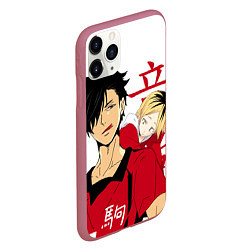 Чехол iPhone 11 Pro матовый Куроо и Кенма, Haikyuu!!, цвет: 3D-малиновый — фото 2