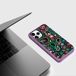 Чехол iPhone 11 Pro матовый Славянские узоры в новом цвете, цвет: 3D-фиолетовый — фото 2