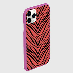Чехол iPhone 11 Pro матовый Полосатый тигровый узор, цвет: 3D-фиолетовый — фото 2