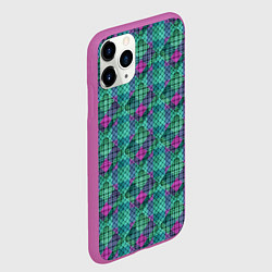 Чехол iPhone 11 Pro матовый Бирюзовый клетчатый узор, цвет: 3D-фиолетовый — фото 2
